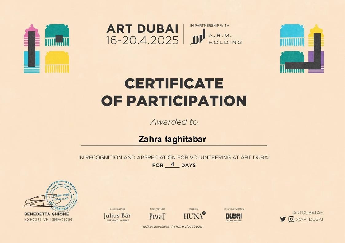 Art Dubai Certificate of Participation
